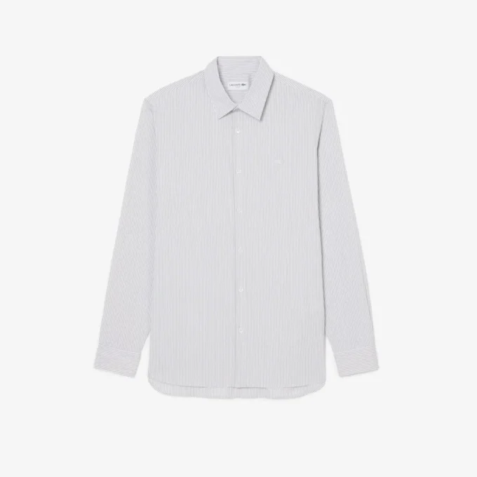 Camicia in popeline elasticizzato a righe, vestibilità slim Camicia in popeline elasticizzato a righe, vestibilità slim