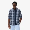 Camicia in popeline elasticizzato con stampa a quadretti, vestibilità slim Camicia in popeline elasticizzato con stampa a quadretti, vestibilità slim