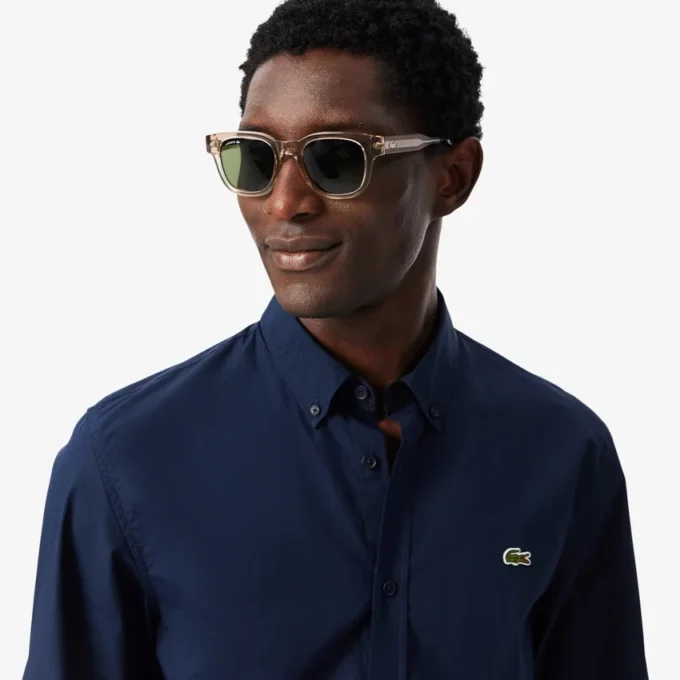 Camicia in popeline elasticizzato dalla vestibilità regolare Camicia in popeline elasticizzato dalla vestibilità regolare