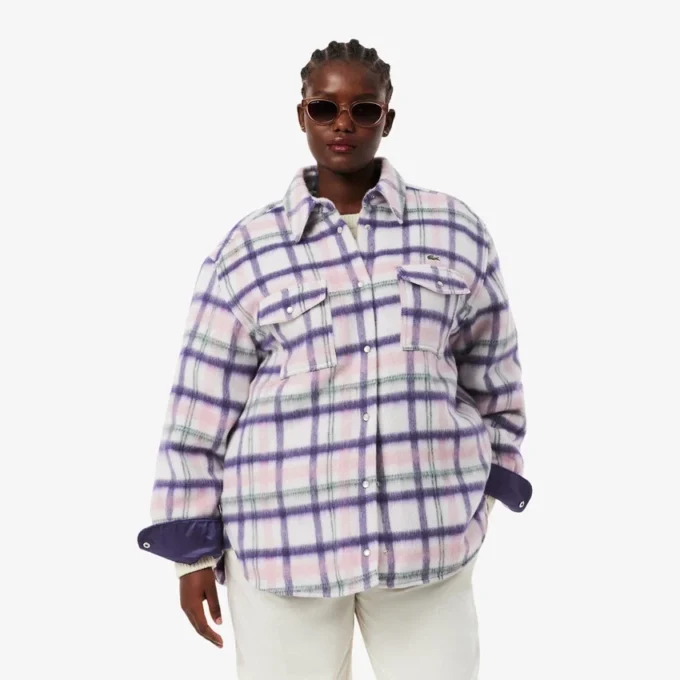 Camicia oversize da donna in lana trapuntata Camicia oversize da donna in lana trapuntata