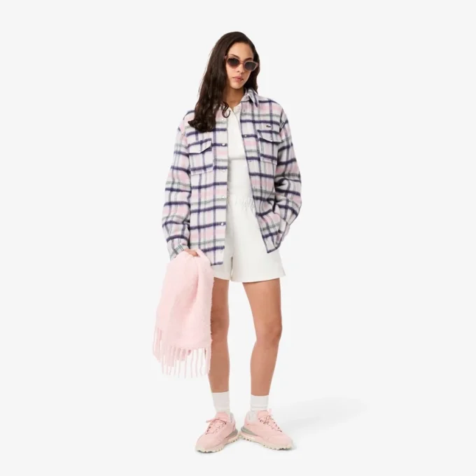 Camicia oversize da donna in lana trapuntata Camicia oversize da donna in lana trapuntata