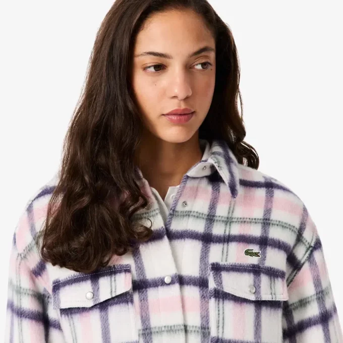 Camicia oversize da donna in lana trapuntata Camicia oversize da donna in lana trapuntata