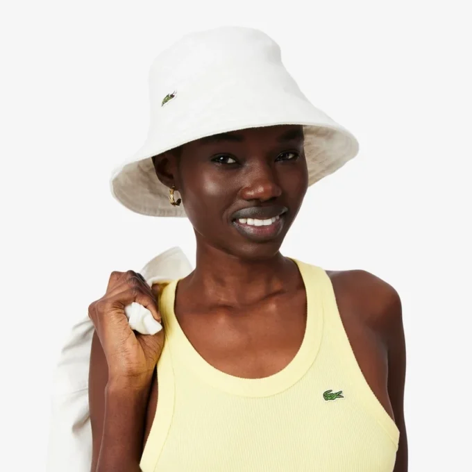 Cappello a secchiello in twill di cotone da donna