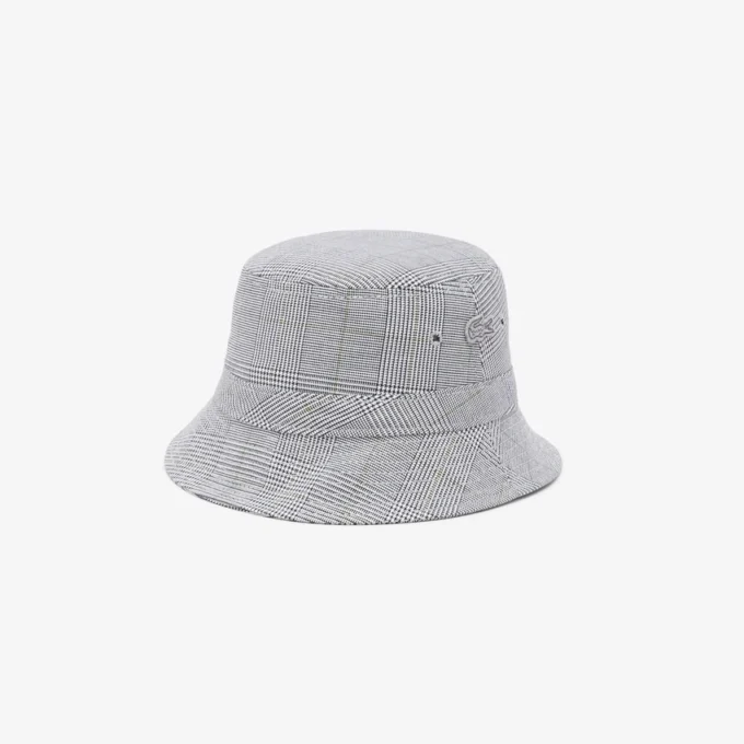 Cappello a secchiello unisex in cotone a quadri double face