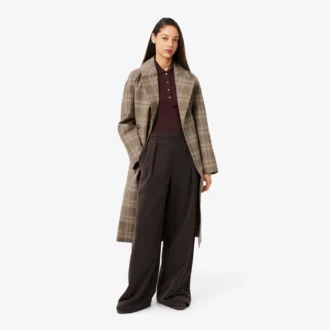 Cappotto avvolgente a quadri idrorepellente da donna