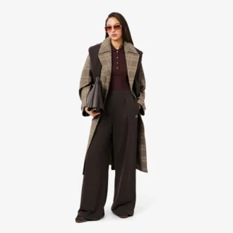 Cappotto avvolgente a quadri idrorepellente da donna