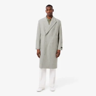 Cappotto da uomo in lana a doppiopetto con motivo a chevron