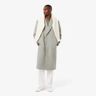 Cappotto da uomo in lana a doppiopetto con motivo a chevron