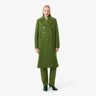 Cappotto lungo in lana fiammata da passerella