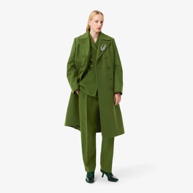 Cappotto lungo in lana fiammata da passerella Cappotto lungo in lana fiammata da passerella