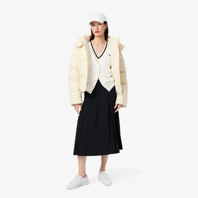 Cardigan da donna in cotone con punto muschio e scollo a V Cardigan da donna in cotone con punto muschio e scollo a V