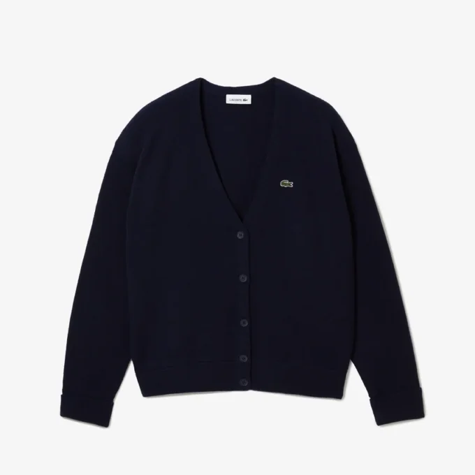 Cardigan da donna in lana con scollo a V e vestibilità comoda Cardigan da donna in lana con scollo a V e vestibilità comoda