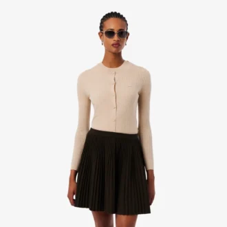 Cardigan da donna in maglia a coste di lana merino