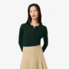 Cardigan da donna in maglia a coste di lana merino Cardigan da donna in maglia a coste di lana merino