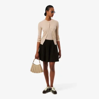 Cardigan da donna in maglia a coste di lana merino