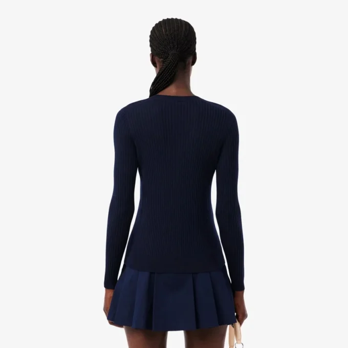 Cardigan da donna in maglia a coste di lana merino Cardigan da donna in maglia a coste di lana merino