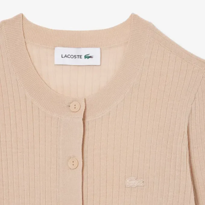 Cardigan da donna in maglia a coste di lana merino Cardigan da donna in maglia a coste di lana merino