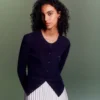 Cardigan da donna in maglia a coste di lana merino Cardigan da donna in maglia a coste di lana merino
