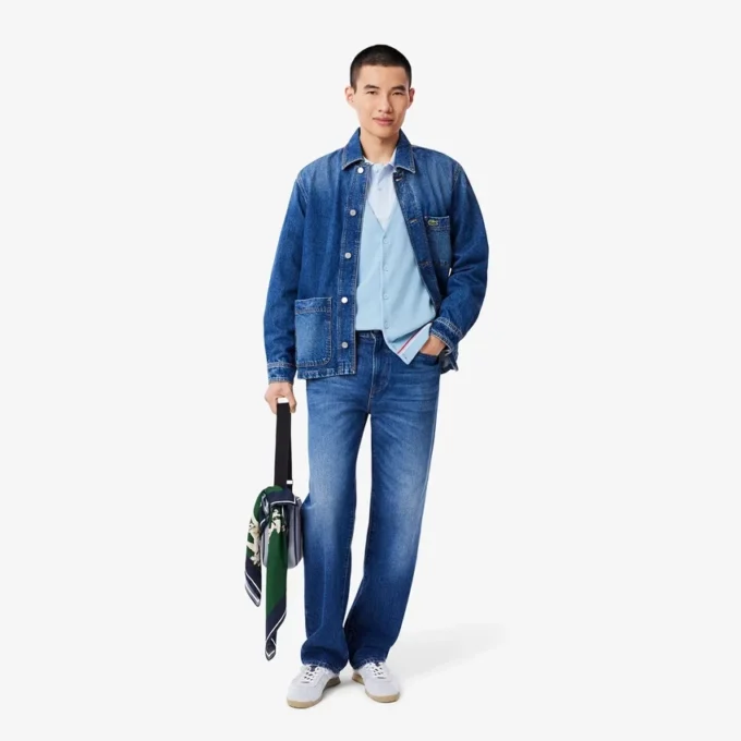 Cardigan da uomo in cotone con dettagli a righe e vestibilità comoda Cardigan da uomo in cotone con dettagli a righe e vestibilità comoda