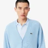 Cardigan da uomo in cotone con dettagli a righe e vestibilità comoda Cardigan da uomo in cotone con dettagli a righe e vestibilità comoda