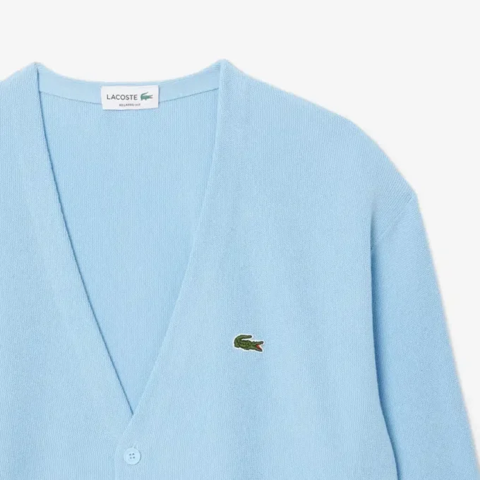 Cardigan da uomo in cotone con dettagli a righe e vestibilità comoda Cardigan da uomo in cotone con dettagli a righe e vestibilità comoda