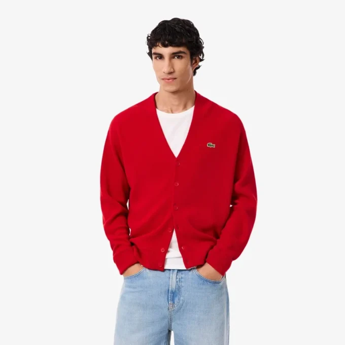 Cardigan da uomo in lana dalla vestibilità comoda Cardigan da uomo in lana dalla vestibilità comoda