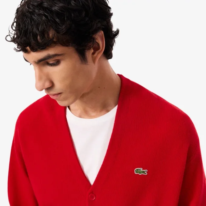 Cardigan da uomo in lana dalla vestibilità comoda Cardigan da uomo in lana dalla vestibilità comoda