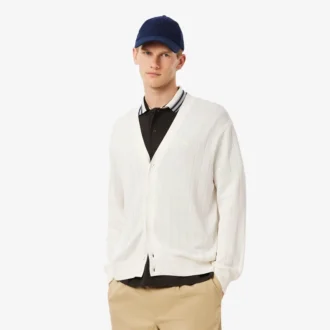 Cardigan da uomo in maglia a costine fluida