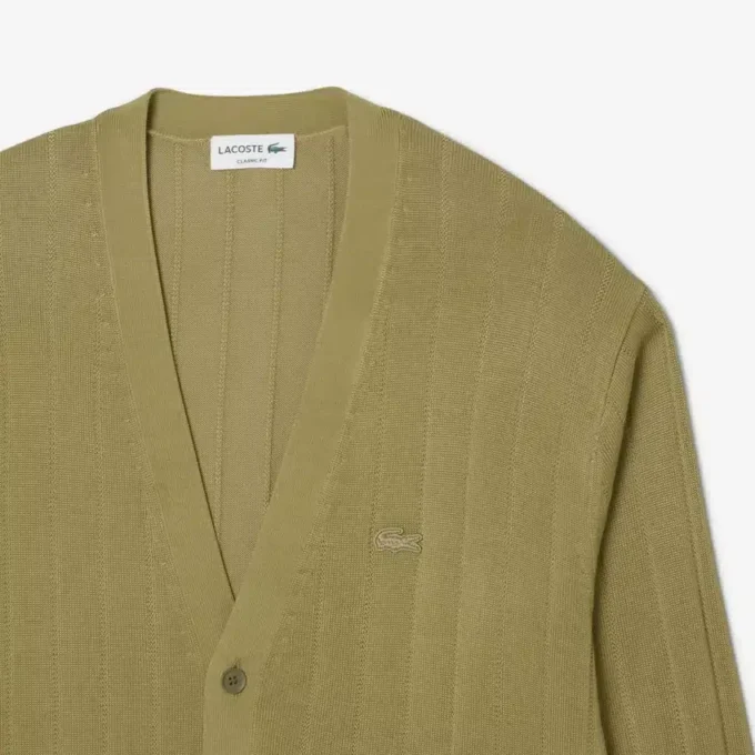Cardigan da uomo in maglia a costine fluida Cardigan da uomo in maglia a costine fluida