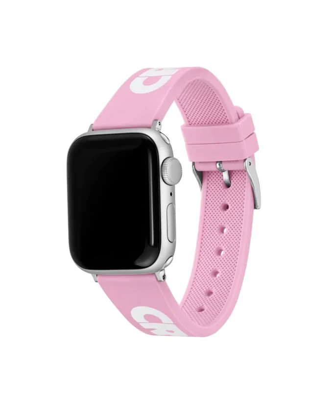 Cinturino per Apple Watch in silicone rosa con stampa coccodrillo
