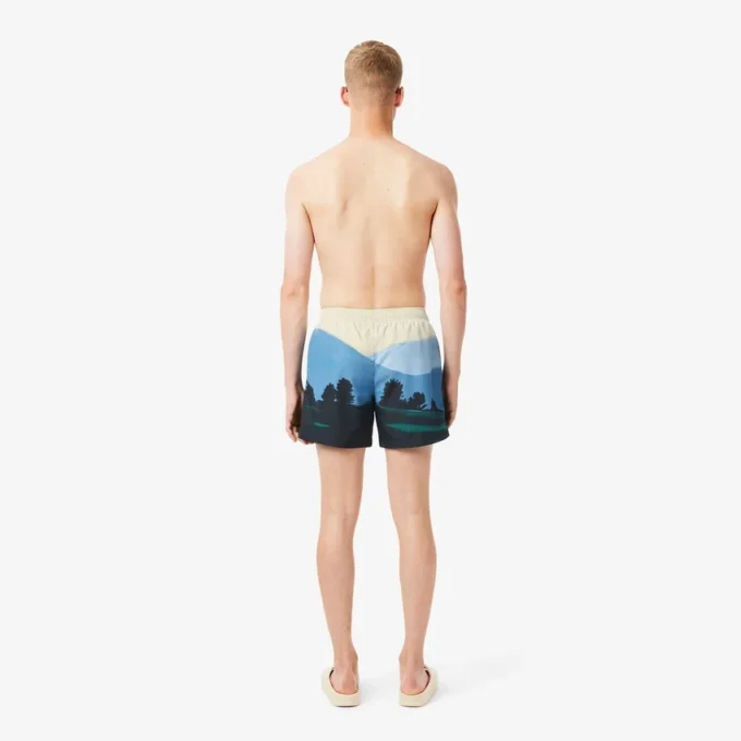 Costume da bagno corto da uomo con stampa paesaggistica Costume da bagno corto da uomo con stampa paesaggistica