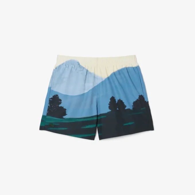Costume da bagno corto da uomo con stampa paesaggistica Costume da bagno corto da uomo con stampa paesaggistica