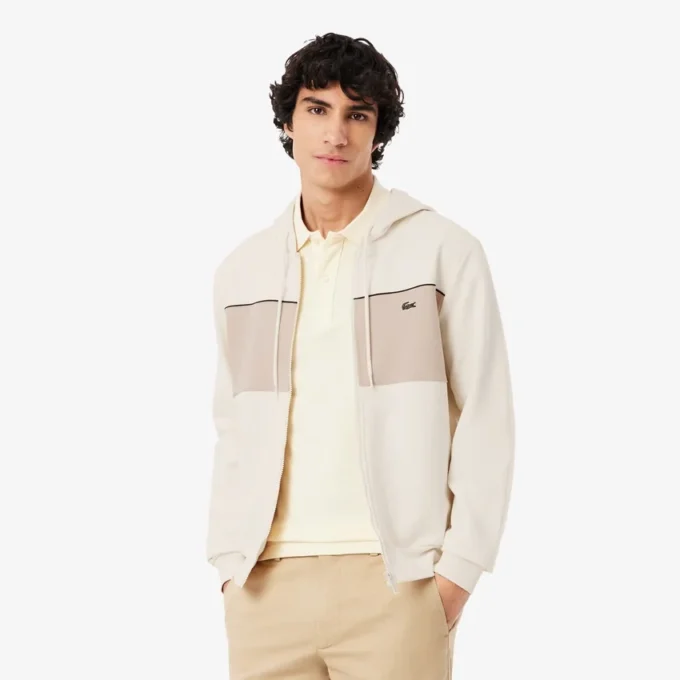 Felpa con cappuccio e zip a blocchi di colore Felpa con cappuccio e zip a blocchi di colore