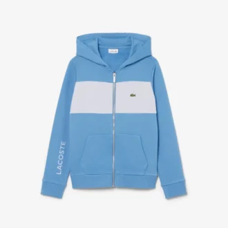 Felpa con cappuccio e zip a blocchi di colore