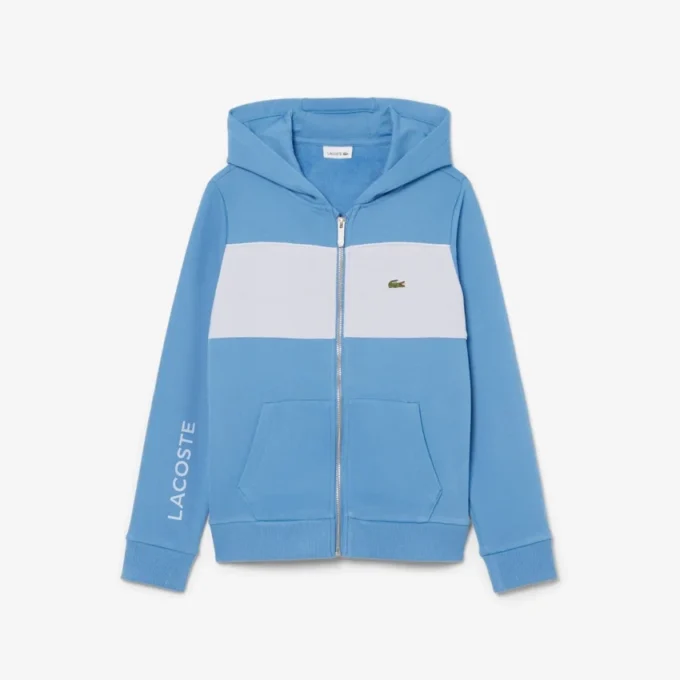 Felpa con cappuccio e zip a blocchi di colore Felpa con cappuccio e zip a blocchi di colore