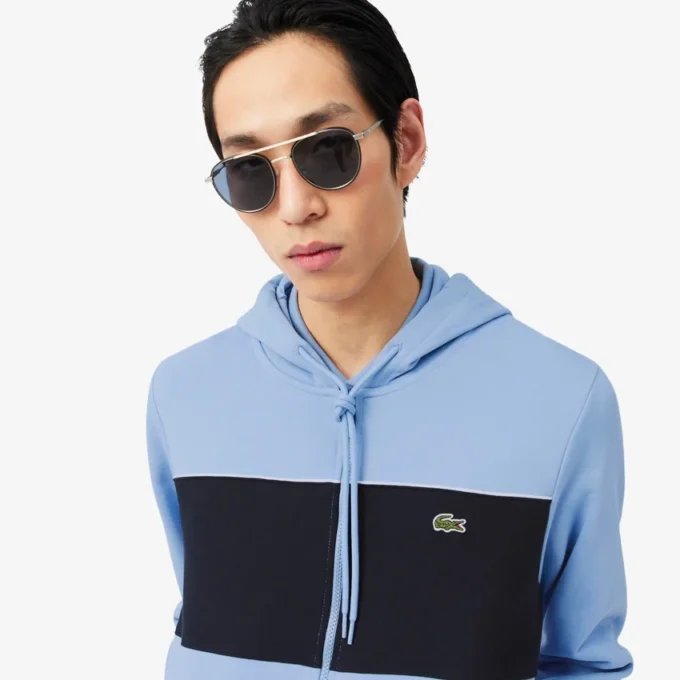 Felpa con cappuccio e zip a blocchi di colore Felpa con cappuccio e zip a blocchi di colore