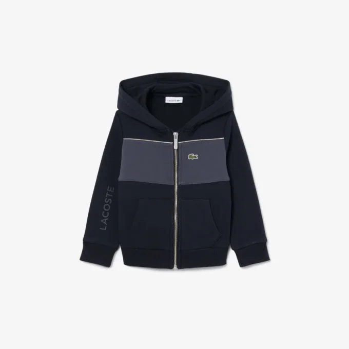 Felpa con cappuccio e zip a blocchi di colore Felpa con cappuccio e zip a blocchi di colore