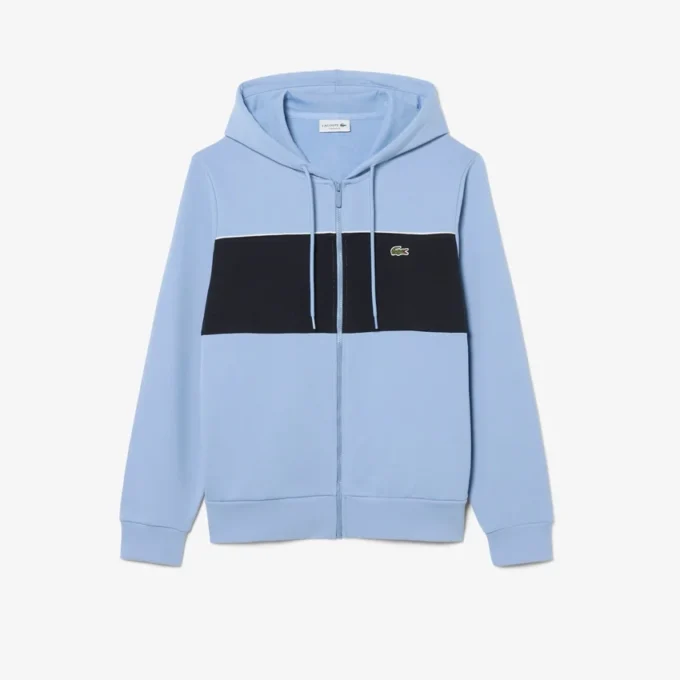 Felpa con cappuccio e zip a blocchi di colore Felpa con cappuccio e zip a blocchi di colore
