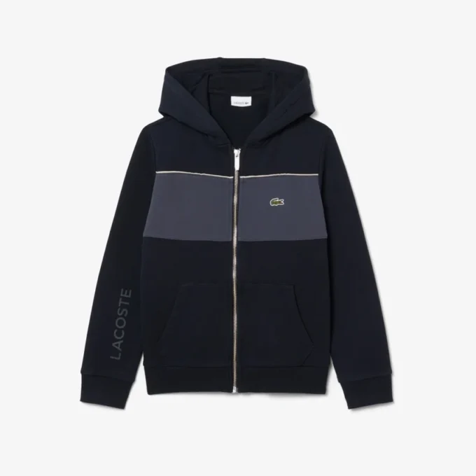 Felpa con cappuccio e zip a blocchi di colore Felpa con cappuccio e zip a blocchi di colore