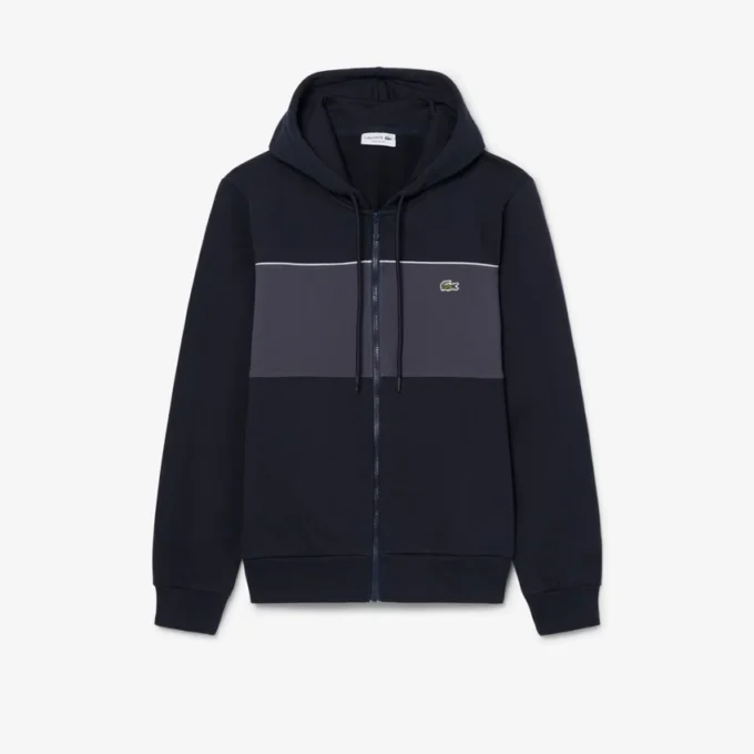 Felpa con cappuccio e zip a blocchi di colore Felpa con cappuccio e zip a blocchi di colore