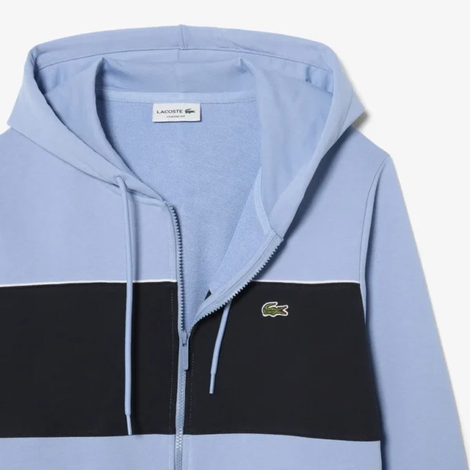 Felpa con cappuccio e zip a blocchi di colore Felpa con cappuccio e zip a blocchi di colore