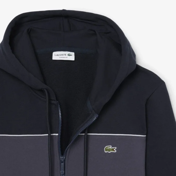 Felpa con cappuccio e zip a blocchi di colore Felpa con cappuccio e zip a blocchi di colore