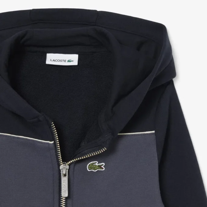 Felpa con cappuccio e zip a blocchi di colore Felpa con cappuccio e zip a blocchi di colore