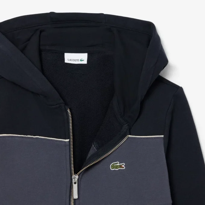 Felpa con cappuccio e zip a blocchi di colore Felpa con cappuccio e zip a blocchi di colore