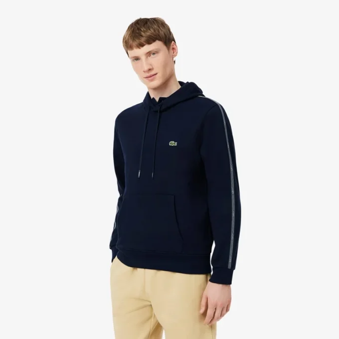 Felpa con cappuccio e zip con striscia con logo Felpa con cappuccio e zip con striscia con logo
