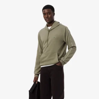 Felpa con cappuccio e zip con striscia con logo