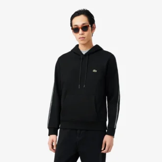Felpa con cappuccio e zip con striscia con logo