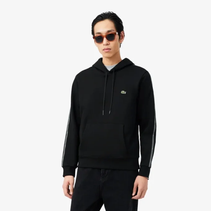 Felpa con cappuccio e zip con striscia con logo Felpa con cappuccio e zip con striscia con logo