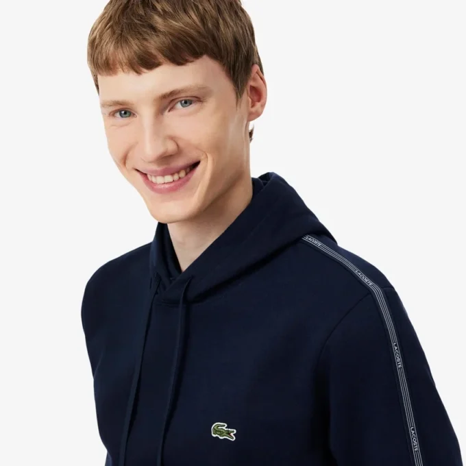 Felpa con cappuccio e zip con striscia con logo Felpa con cappuccio e zip con striscia con logo