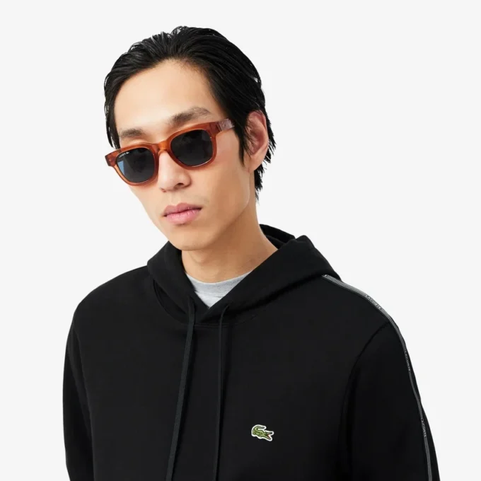 Felpa con cappuccio e zip con striscia con logo Felpa con cappuccio e zip con striscia con logo